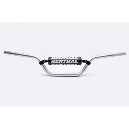 Guidon Ø22,2mm avec barre RENTHAL Classic Quad argent/mousse noir