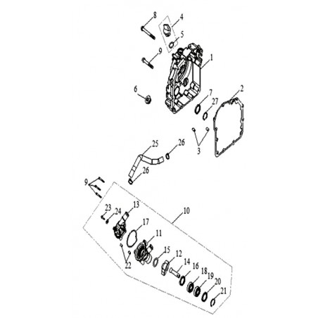 R.CRANKCASE, WATER PUMP