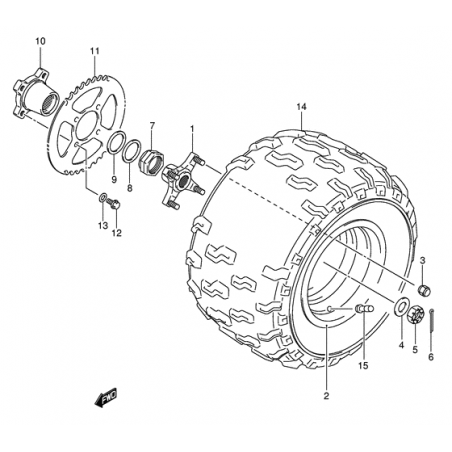 Roue arrière gauche (Modèle k5 / k6 / k7)