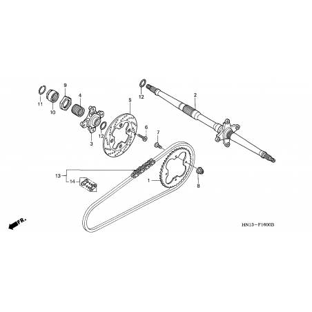 F-16 REAR WHEEL AXLE/ DRIVE CHAIN