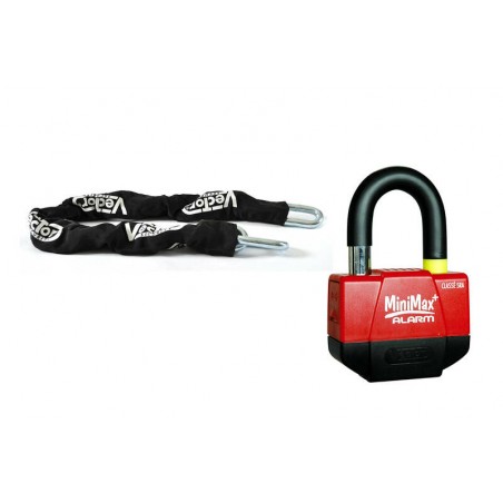 Kit antivol VECTOR chaîne 1,30m + cadenas/bloque-disque MiniMax Alarm+