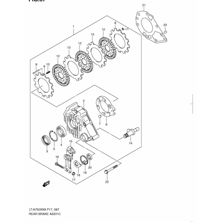 REAR BRAKE ASSY (LT-A750XK8/XZK8/XK9/XZK9)