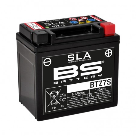 Batterie BS BATTERY Sans entretien avec pack acide - BTZ7S