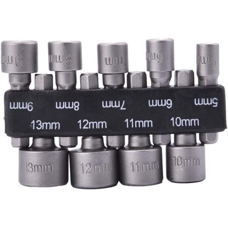 JEU DE 9 TOURNEVIS À DOUILLES HEXAGONALES POUR ÉCROUS, 5mm - 13mm / PERCEUSE / TOURNEVIS