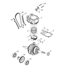 Cylindre, piston, vilebrequin