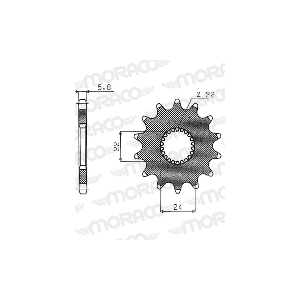 Pignon de sortie de boite DS 450