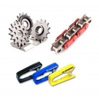 KIT CHAINE , PIGNON , COURONNE , CHAINE , ATTACHE RAPIDE